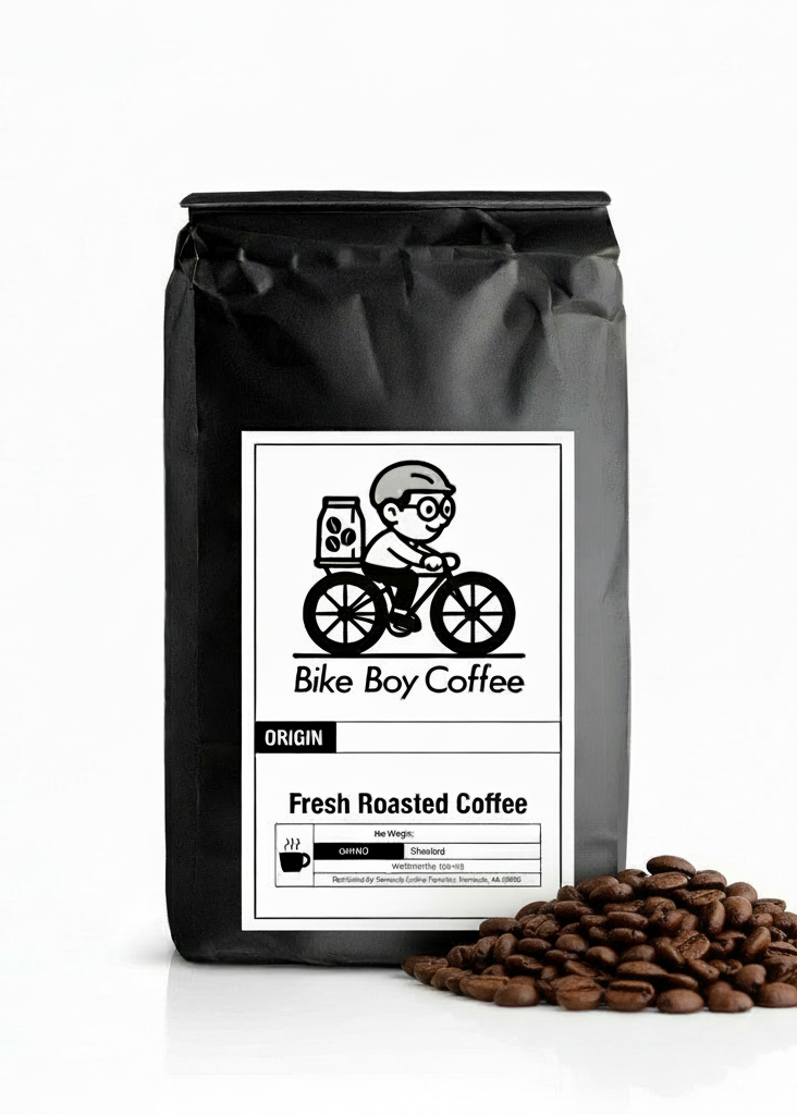 Bike Boy Coffee with centered beans