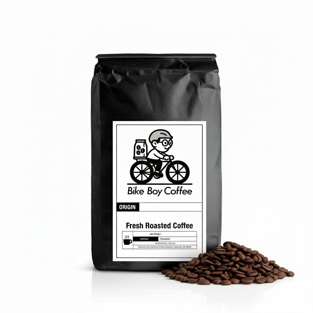 Bike Boy Coffee with nearly centered beans