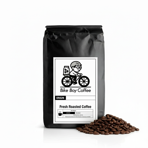 Bike Boy Coffee with nearly centered beans
