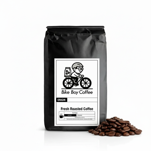 Bike Boy Coffee with repositioned coffee beans