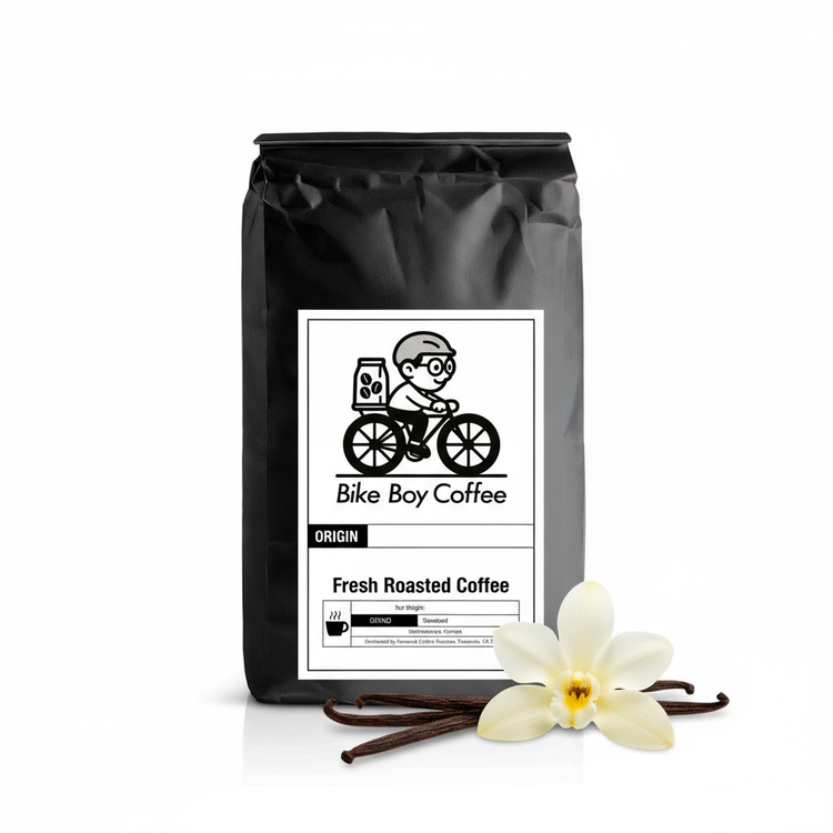 Coffee bag with vanilla on right