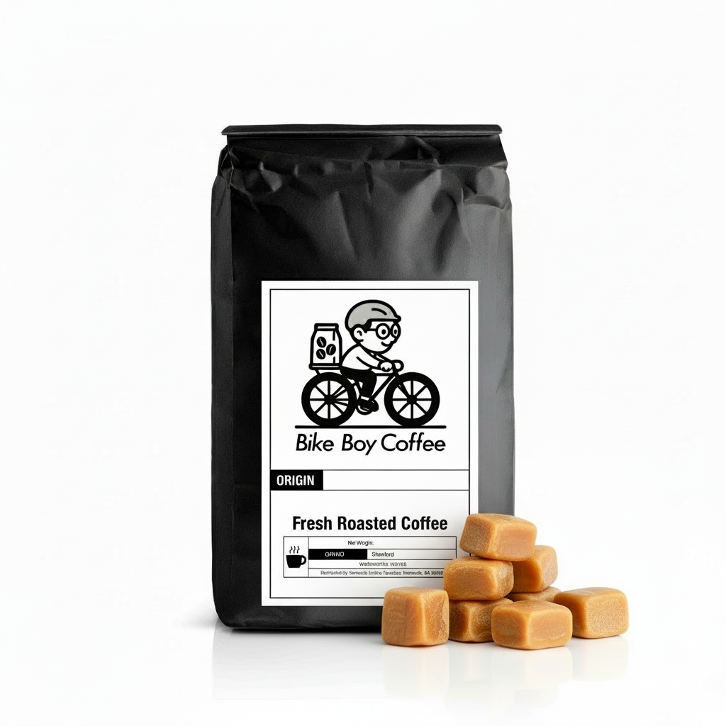 Caramel coffee with caramels centered